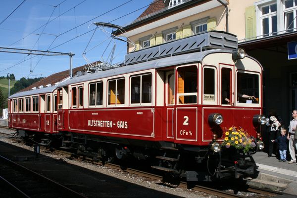 Historischer Bahnwagen der Linie Altstätten-Gais