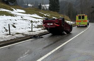 Das Auto kam auf dem Dach liegend zum Stillstand.