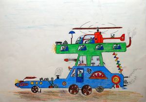 Eine der 1'111 Kinderzeichnungen, die im Zeughaus Teufen in der Ausstellung «Zeichen der Zeit» gezeigt werden.