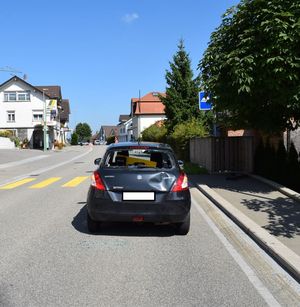 Ansicht der Unfallstelle vor dem Fussgängerstreifen.