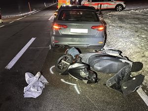 Die Rollerfahrerin fuhr dem Pw auf.