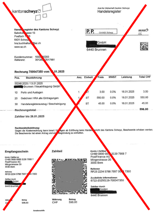 Handelsregister warnt vor gefälschten Rechnungen und vor Adressbuchschwindel